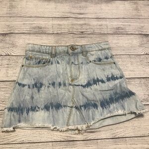 ZARA Kids Denim Jean Skirt Tie Dye Distressed Hem Size 7